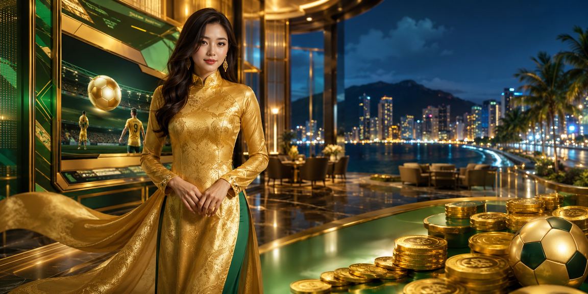 Phụ nữ mặc áo dài tại Nha Trang sử dụng điện thoại xem thông tin cá cược thể thao