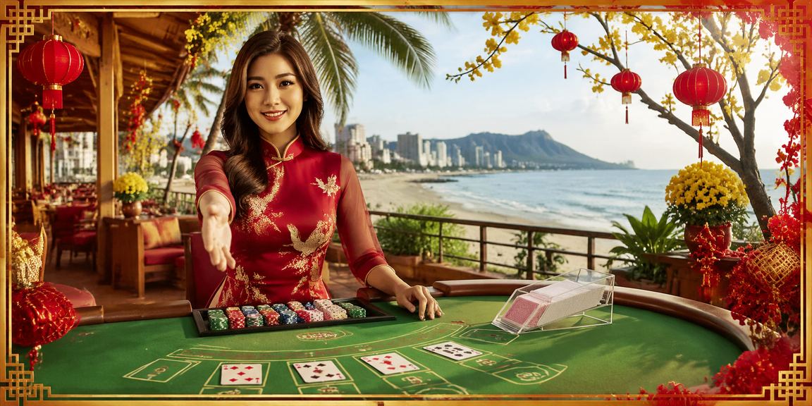 Người chơi tại Vũng Tàu thưởng thức baccarat và cà phê buổi chiều ven biển